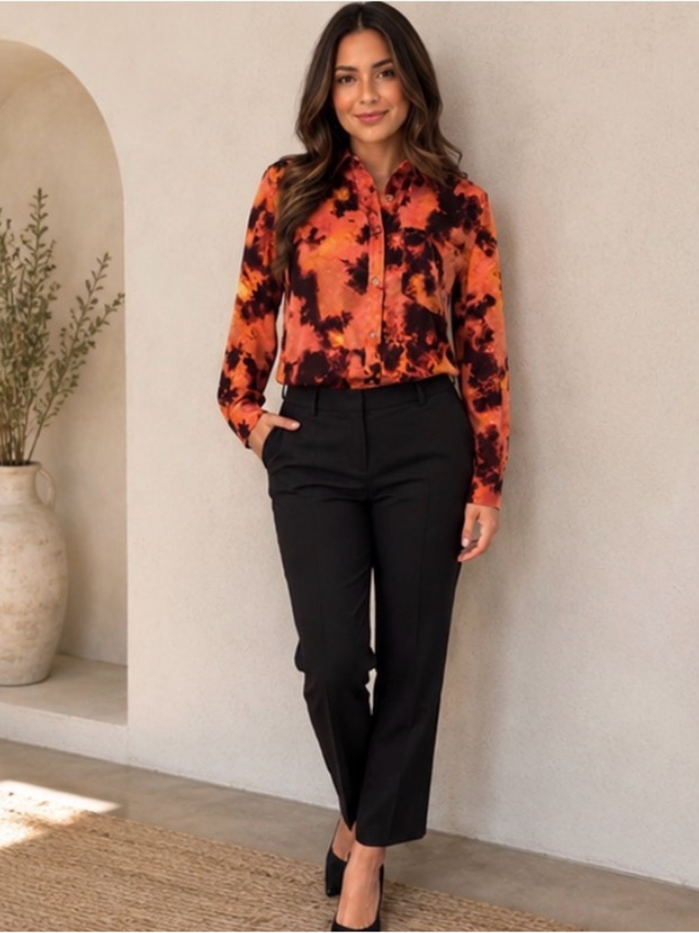 ⭐️REBECCA MINKOFF Blouse Top Womens Petite Button Up Long Sleeve Satin Size SP - Picture 7 of 7